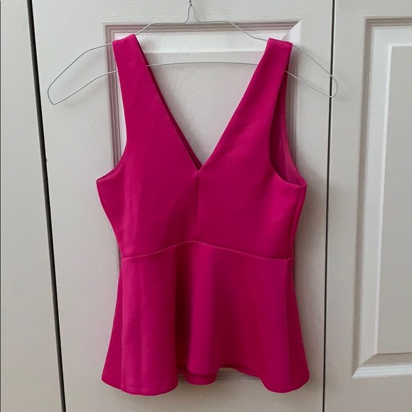 Fuchsia Peplum Tank Top (Dynamite) - Picture 3 of 5